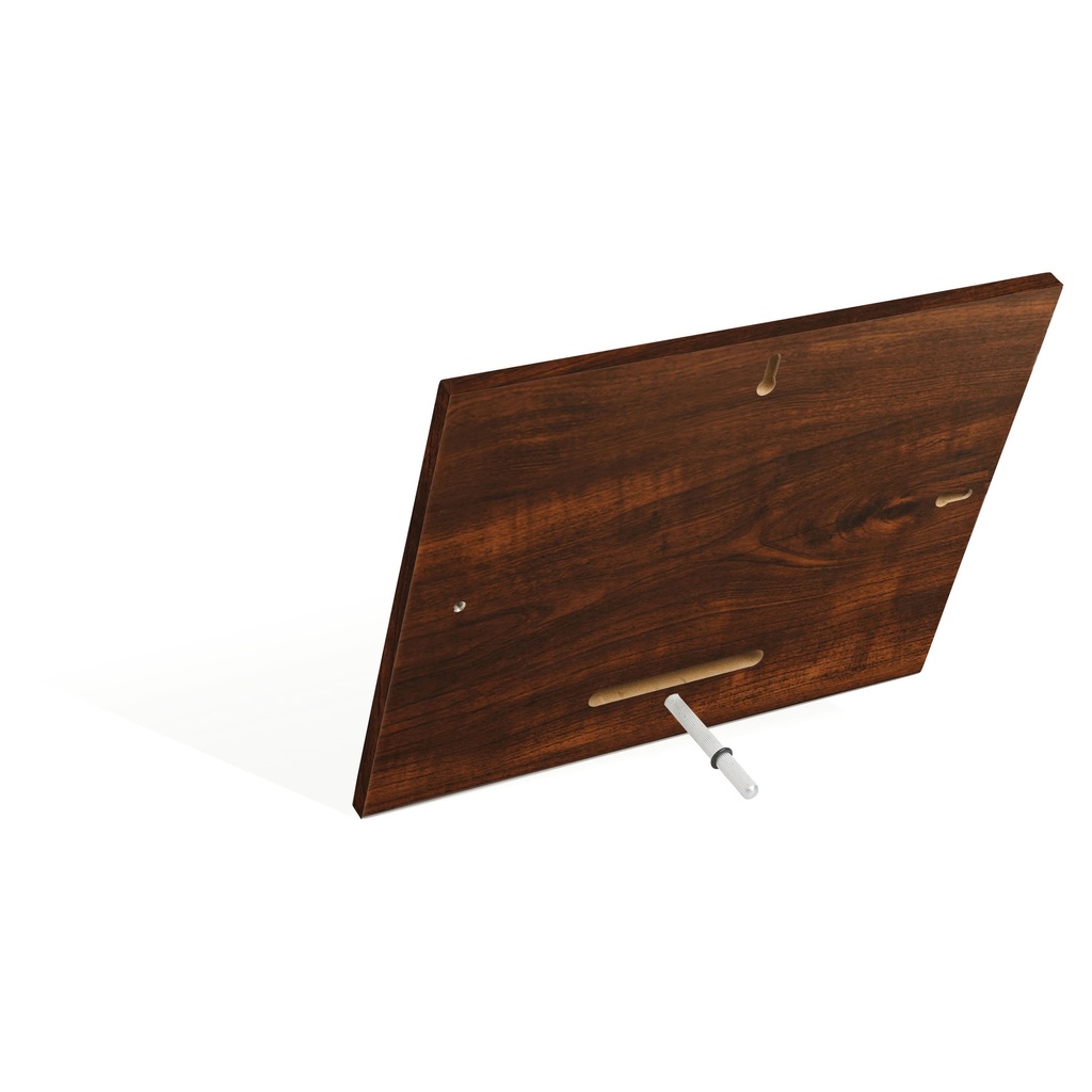 [CRY363A] PLACCA IN LEGNO CRY363A MARRONE CON SUPP METALLO (A)
